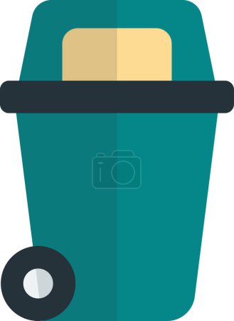 Ilustración de Bote de basura con ilustración de ruedas en estilo mínimo aislado sobre fondo - Imagen libre de derechos