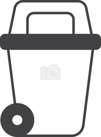 Ilustración de Bote de basura con ilustración de ruedas en estilo mínimo aislado sobre fondo - Imagen libre de derechos
