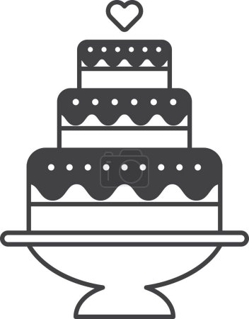 Ilustración de Ilustración de pastel de boda en estilo minimalista aislado sobre fondo - Imagen libre de derechos