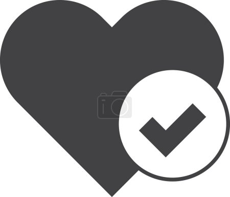 Ilustración de Corazón y marca de verificación ilustración en un estilo mínimo aislado en el fondo - Imagen libre de derechos