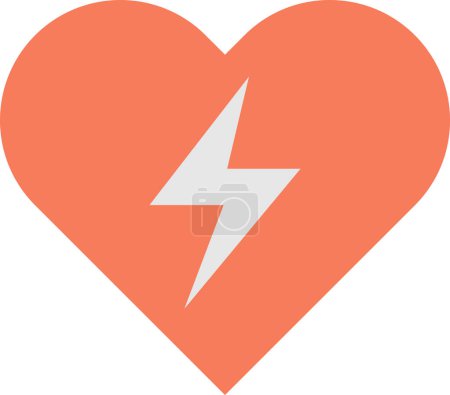 Illustration for Heart and lightning illustration in minimal style isolated on background - Royalty Free Image