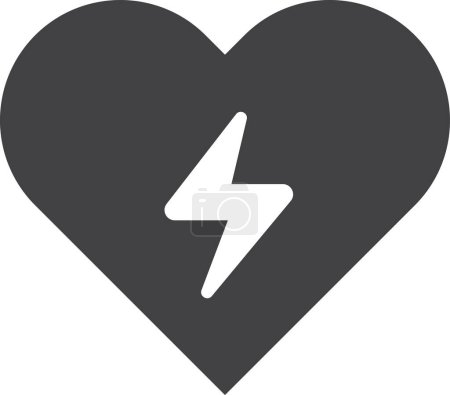 Illustration for Heart and lightning illustration in minimal style isolated on background - Royalty Free Image