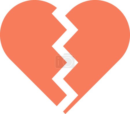 Illustration for Broken heart illustration in minimal style isolated on background - Royalty Free Image