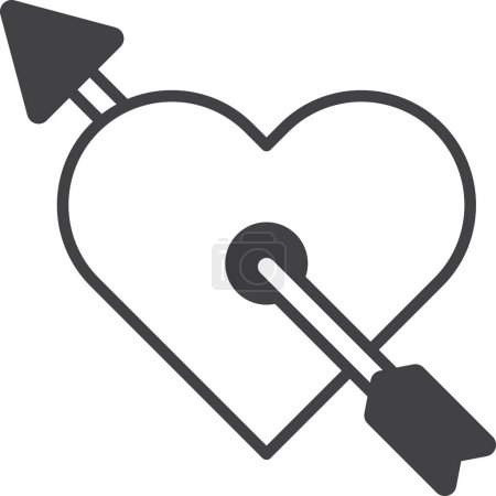 Téléchargez les illustrations : Flèche avec illustration coeur dans un style minimal isolé sur fond - en licence libre de droit