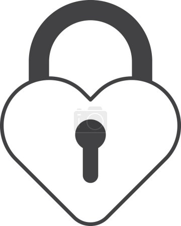 Illustration for Heart shaped lock illustration in minimal style isolated on background - Royalty Free Image