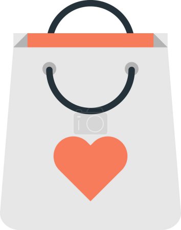 Illustration for Shopping bags and hearts illustration in minimal style isolated on background - Royalty Free Image