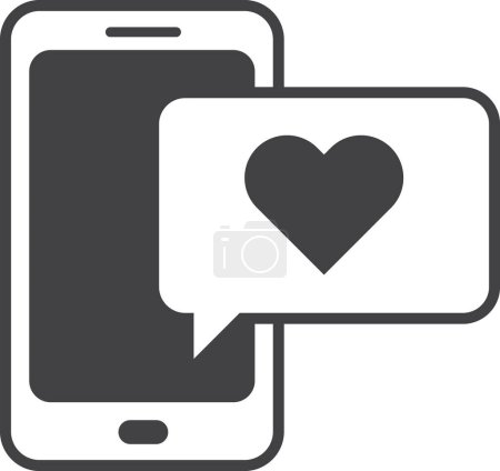 Illustration for Smartphone and heart illustration in minimal style isolated on background - Royalty Free Image