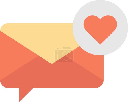 Illustration for Envelope and heart illustration in minimal style isolated on background - Royalty Free Image