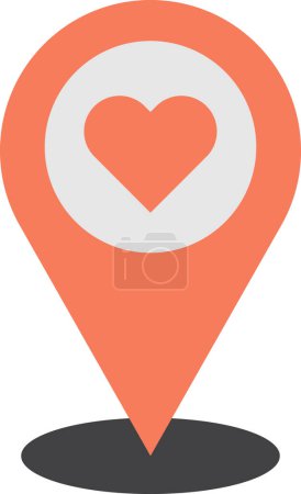 Téléchargez les illustrations : Illustration des broches de localisation et des cœurs dans un style minimal isolé sur fond - en licence libre de droit