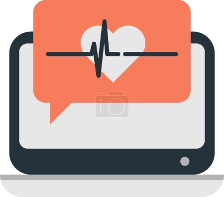 Illustration for Laptop and heart illustration in minimal style isolated on background - Royalty Free Image