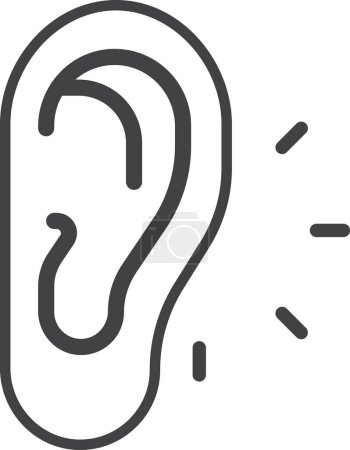 Illustration for Ear illustration in minimal style isolated on background - Royalty Free Image