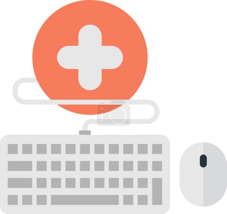 Illustration for Keyboard and hospital symbols illustration in minimal style isolated on background - Royalty Free Image