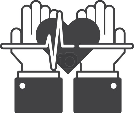 Illustration for Hand and heart illustration in minimal style isolated on background - Royalty Free Image