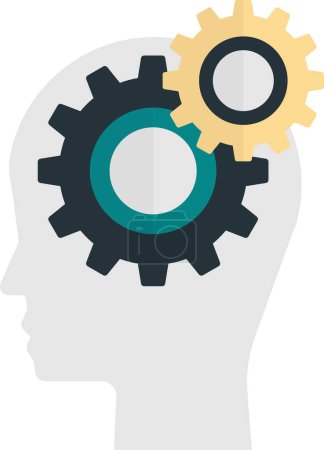 Illustration for Brains and cogs illustration in minimal style isolated on background - Royalty Free Image