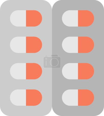 Téléchargez les illustrations : Illustration capsule boîte de pilule dans un style minimal isolé sur le fond - en licence libre de droit