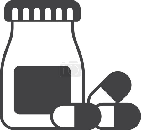 Téléchargez les illustrations : Capsule bouteille pilule illustration dans un style minimal isolé sur le fond - en licence libre de droit