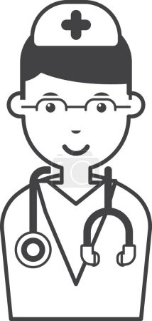 Illustration for Male doctor illustration in minimal style isolated on background - Royalty Free Image