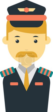 Téléchargez les illustrations : Illustration de pilote masculin dans un style minimal isolé sur fond - en licence libre de droit