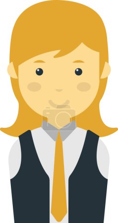 Téléchargez les illustrations : Illustration de serveur féminin dans un style minimal isolé sur fond - en licence libre de droit