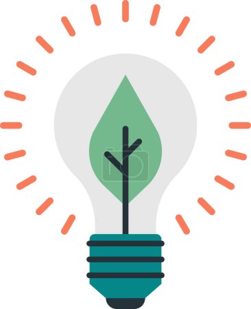 Illustration for Light bulbs and leaves illustration in minimal style isolated on background - Royalty Free Image