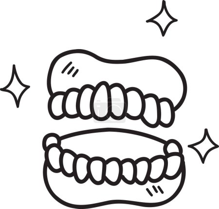 Téléchargez les illustrations : Dents et gencives dessinées à la main illustration isolée sur fond - en licence libre de droit