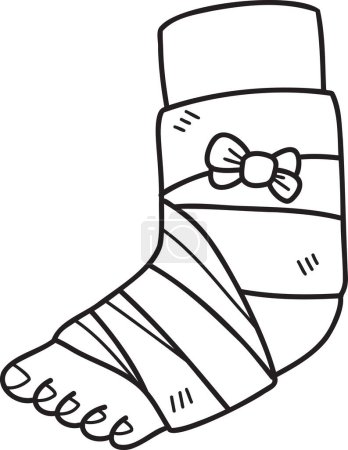 Téléchargez les illustrations : Illustration de pied d'attelle dessinée à la main isolée sur fond - en licence libre de droit