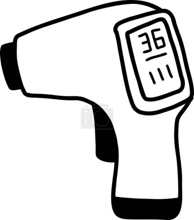 Ilustración de Ilustración de termómetro infrarrojo dibujado a mano aislado sobre fondo - Imagen libre de derechos