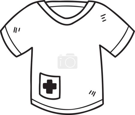 Téléchargez les illustrations : Chemise uniforme médecin dessinée à la main illustration isolée sur fond - en licence libre de droit