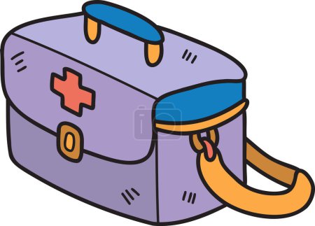 Téléchargez les illustrations : Illustration de sac d'hôpital dessinée à la main isolée sur fond - en licence libre de droit