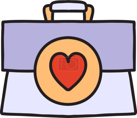Téléchargez les illustrations : Illustration de sac d'hôpital dessinée à la main isolée sur fond - en licence libre de droit