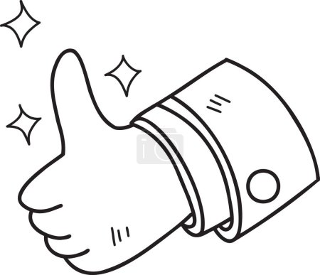 Illustration for Hand Drawn thumbs up and good review illustration isolated on background - Royalty Free Image