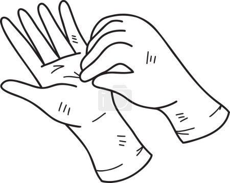 Téléchargez les illustrations : Illustration de gants médicaux dessinés à la main isolés sur fond - en licence libre de droit