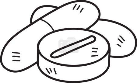 Illustration for Hand Drawn capsule pill illustration isolated on background - Royalty Free Image
