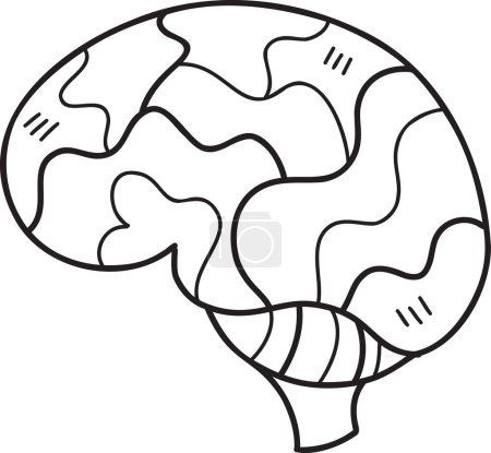 Ilustración de Ilustración cerebral dibujada a mano aislada sobre fondo - Imagen libre de derechos