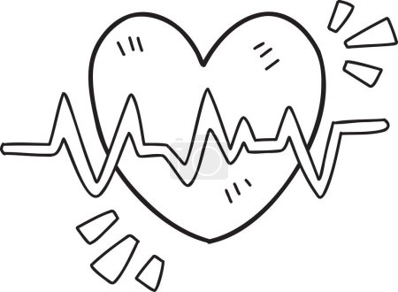 Ilustración de Ilustración de pulso y corazón dibujado a mano aislado sobre fondo - Imagen libre de derechos