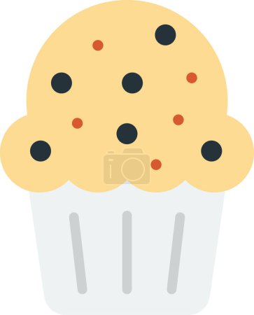 Téléchargez les illustrations : Illustration de cupcakes dans un style minimal isolé sur fond - en licence libre de droit