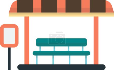 Ilustración de Señal de parada de autobús ilustración en estilo mínimo aislado en el fondo - Imagen libre de derechos