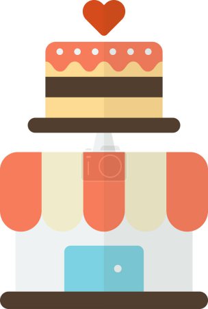 Téléchargez les illustrations : Illustration de bâtiment de magasin de gâteau dans le style minimal isolé sur le fond - en licence libre de droit