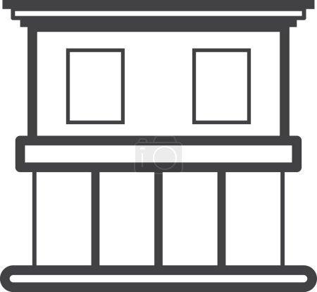 Ilustración de Ilustración de edificio de casa de dos pisos en estilo mínimo aislado en el fondo - Imagen libre de derechos