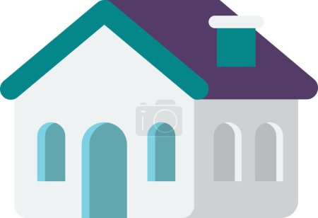 Téléchargez les illustrations : Illustration de maison de toit à pignon dans un style minimal isolé sur le fond - en licence libre de droit