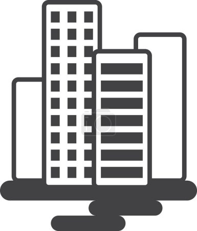 Téléchargez les illustrations : Illustration de bâtiments de grande hauteur dans un style minimal isolé sur fond - en licence libre de droit