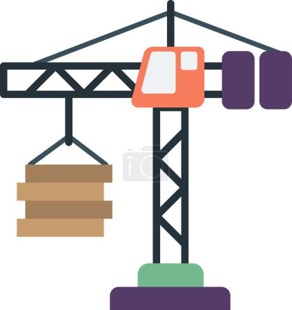 Illustration for Construction crane illustration in minimal style isolated on background - Royalty Free Image