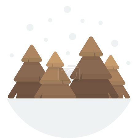 Téléchargez les illustrations : Sapin de Noël et illustration de neige dans un style minimal isolé sur fond - en licence libre de droit