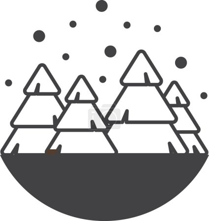 Ilustración de Árbol de Navidad e ilustración de nieve en un estilo mínimo aislado sobre fondo - Imagen libre de derechos