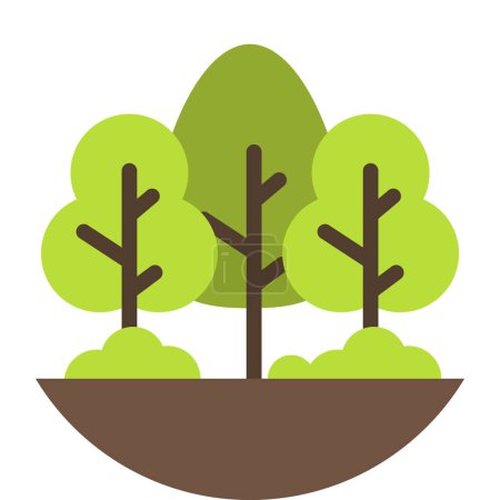 Illustration for Trees and ground illustration in minimal style isolated on background - Royalty Free Image
