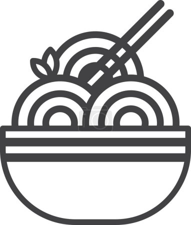Illustration for Noodles and chopsticks illustration in minimal style isolated on background - Royalty Free Image
