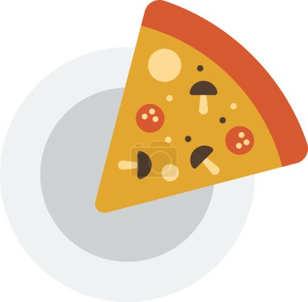Téléchargez les illustrations : Pizza de l'illustration ci-dessus dans un style minimal isolé sur fond - en licence libre de droit