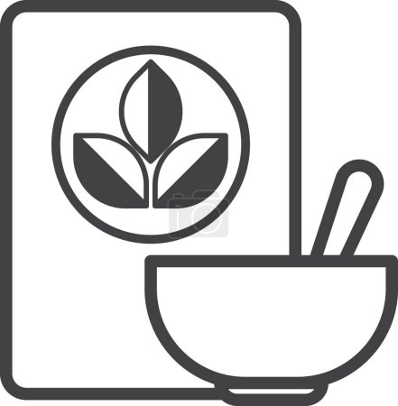 Téléchargez les illustrations : Illustration de livre de recette de médecine à base de plantes dans un style minimal isolé sur fond - en licence libre de droit