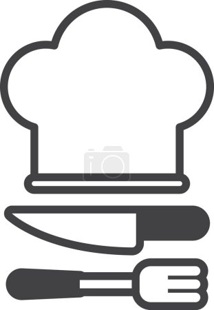 Illustration for Knife with spatula and chef hat illustration in minimal style isolated on background - Royalty Free Image