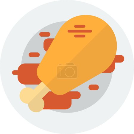 Téléchargez les illustrations : Bâtonnets de poulet grillés sur l'illustration de l'assiette dans un style minimal isolé sur le fond - en licence libre de droit